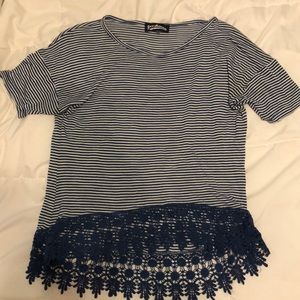 striped embroidered girls tee